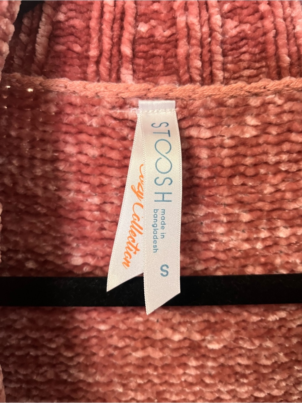 Stoosh Rose Pink Chenille Cable Shawl Collar Cardigan - Picture 2 of 4